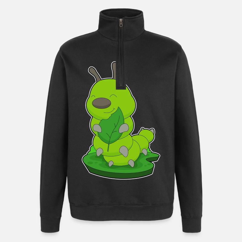 Caterpillar Leaf - Quarter-Zip Sweatshirt - black
