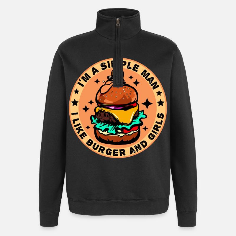 Burger Cheeseburger liebe - einfacher Mann - Quarter-Zip-Sweatshirt - Schwarz