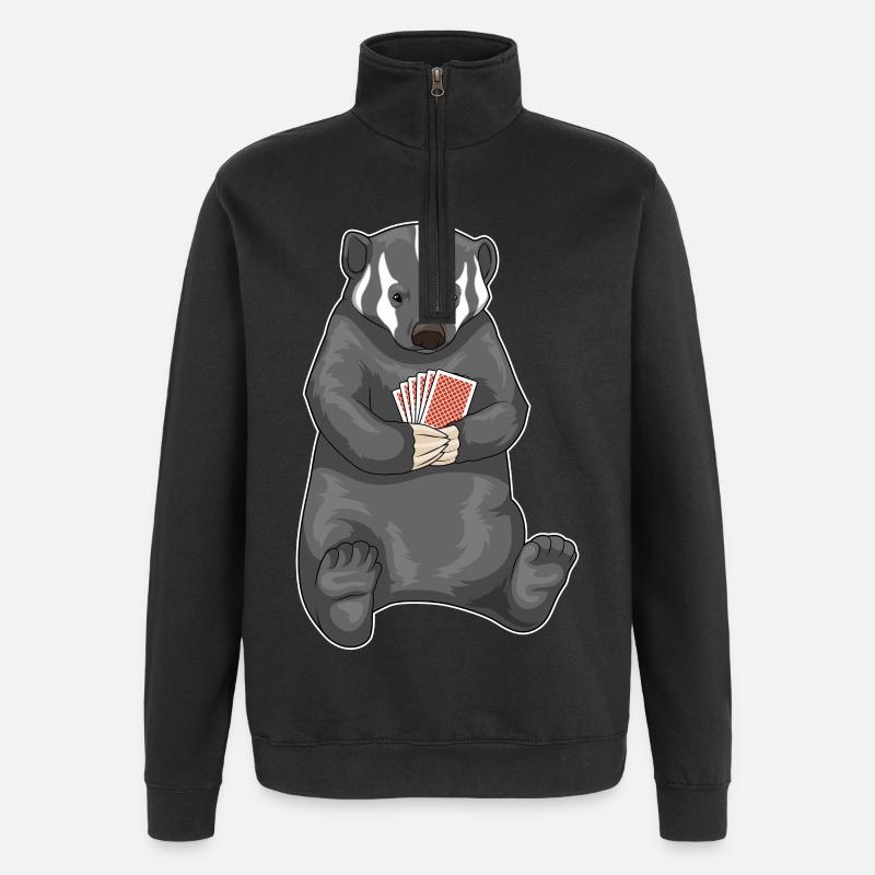 Dachs Poker Pokerkarten - Quarter-Zip-Sweatshirt - Schwarz