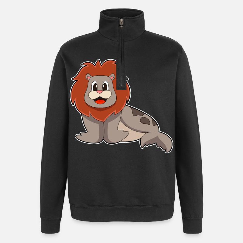 Seehund Löwe - Quarter-Zip-Sweatshirt - Schwarz