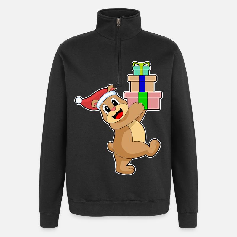 Bear Christmas Packages - Quarter-Zip Sweatshirt - black