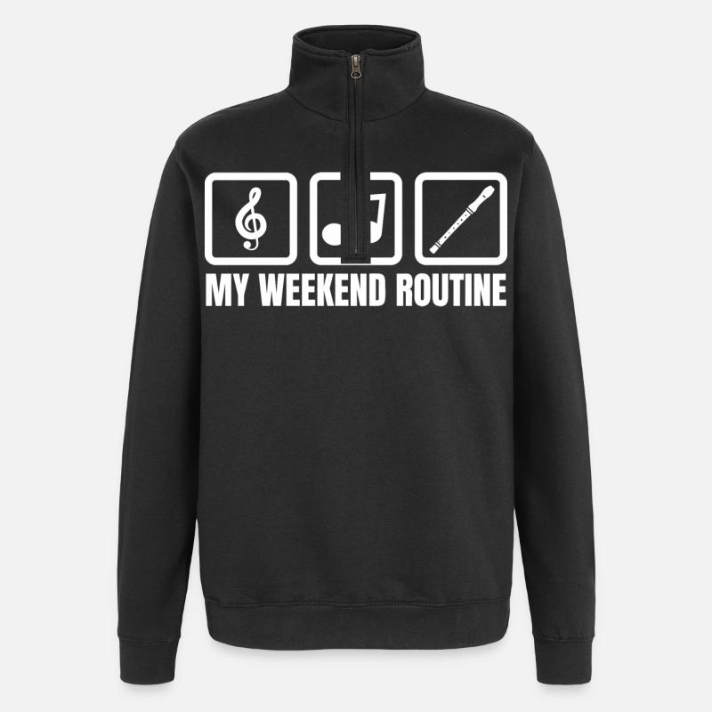 Meine Wochenendroutine - Quarter-Zip-Sweatshirt - Schwarz
