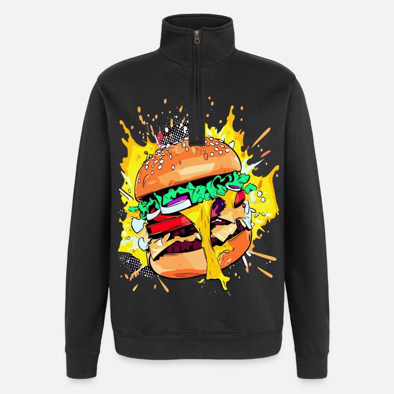Extra Cheese Burger Cheeseburge - Quarter-Zip Sweatshirt - black