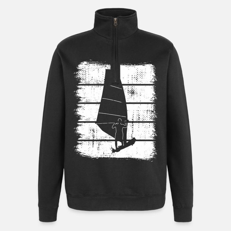 Windsurfen Skizze - Quarter-Zip-Sweatshirt - Schwarz