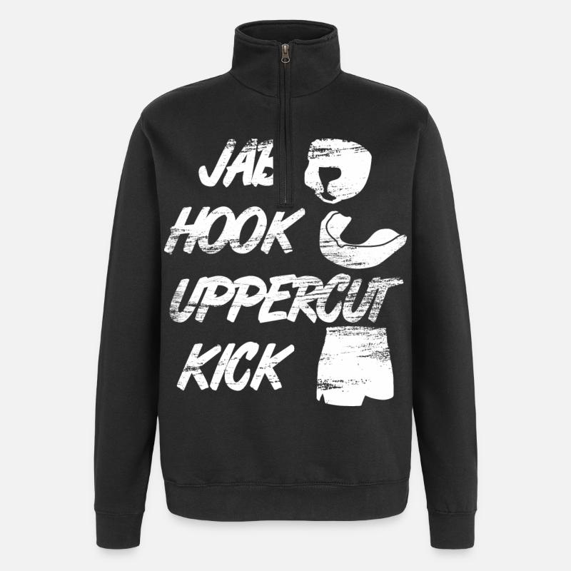 Lustiger Kickboxer Spruch - Quarter-Zip-Sweatshirt - Schwarz