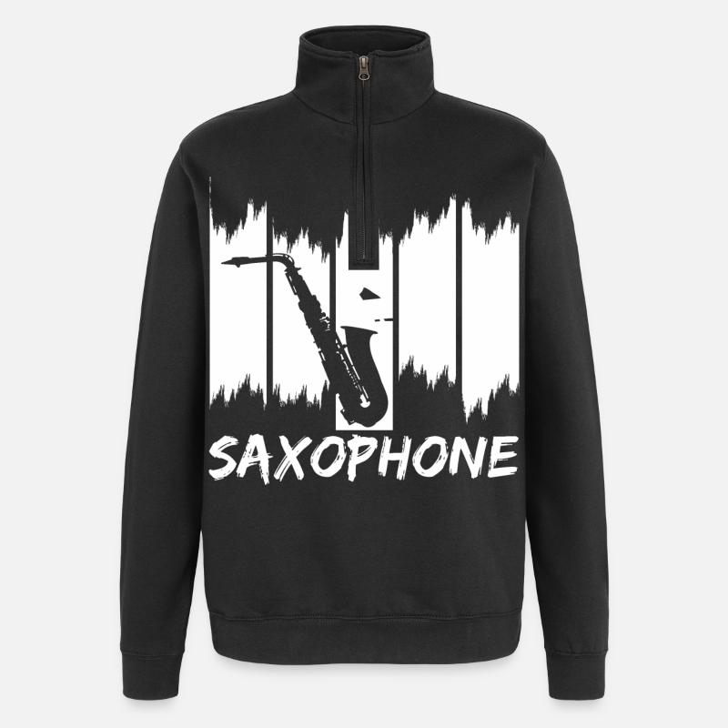 Saxophon Skizze - Quarter-Zip-Sweatshirt - Schwarz