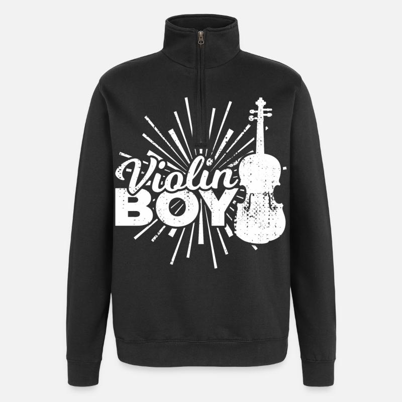 Junge der Geige spielt - Quarter-Zip-Sweatshirt - Schwarz