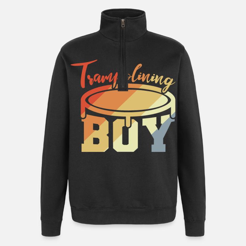 Garçon trampoline - Sweat à zip 1/4 - noir