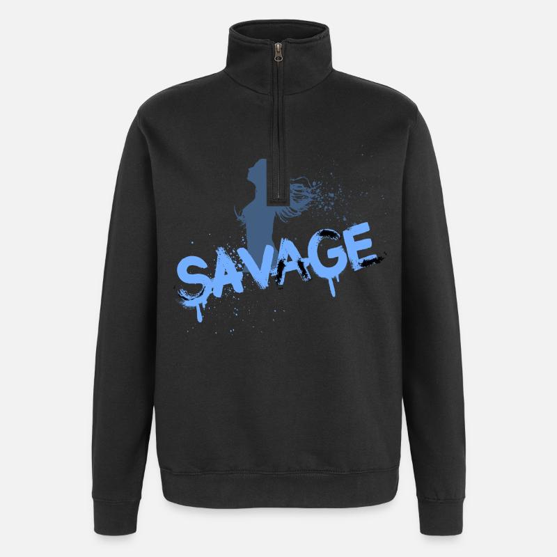 Sauvage - Sweat à zip 1/4 - noir