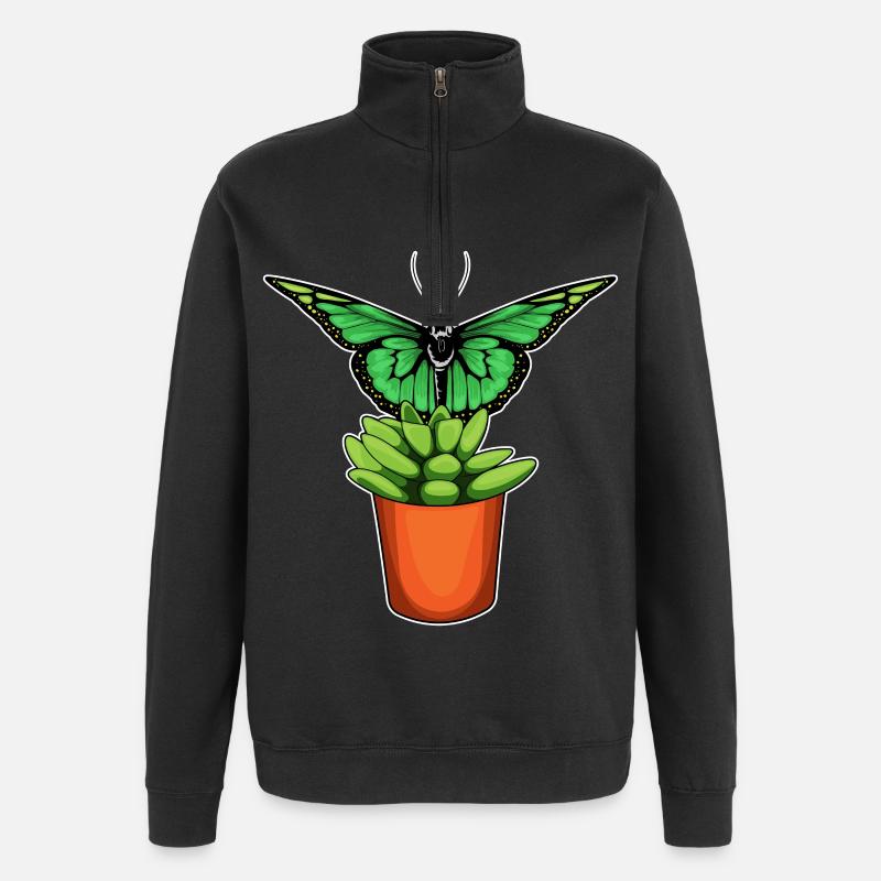 Fleur de pot de fleurs papillon - Sweat à zip 1/4 - noir