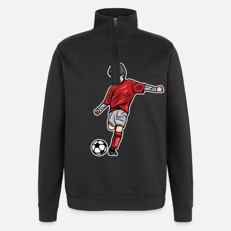 Fußball Kind Skizze - Quarter-Zip-Sweatshirt - Schwarz