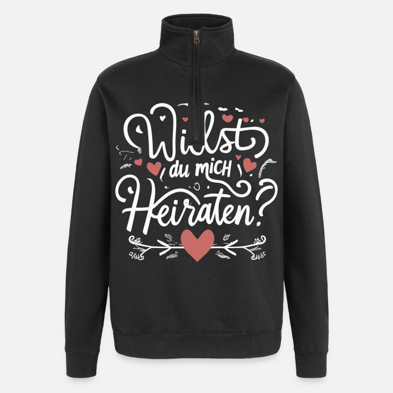 Willst du mich heiraten - Quarter-Zip-Sweatshirt - Schwarz