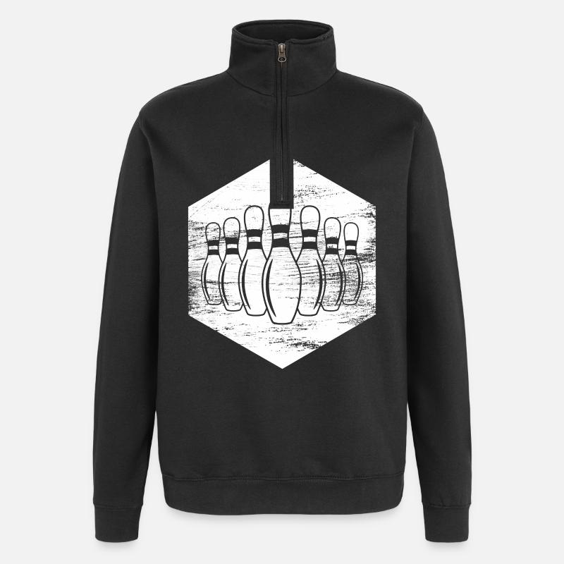 Dessin d’épingles de bowling - Sweat à zip 1/4 - noir