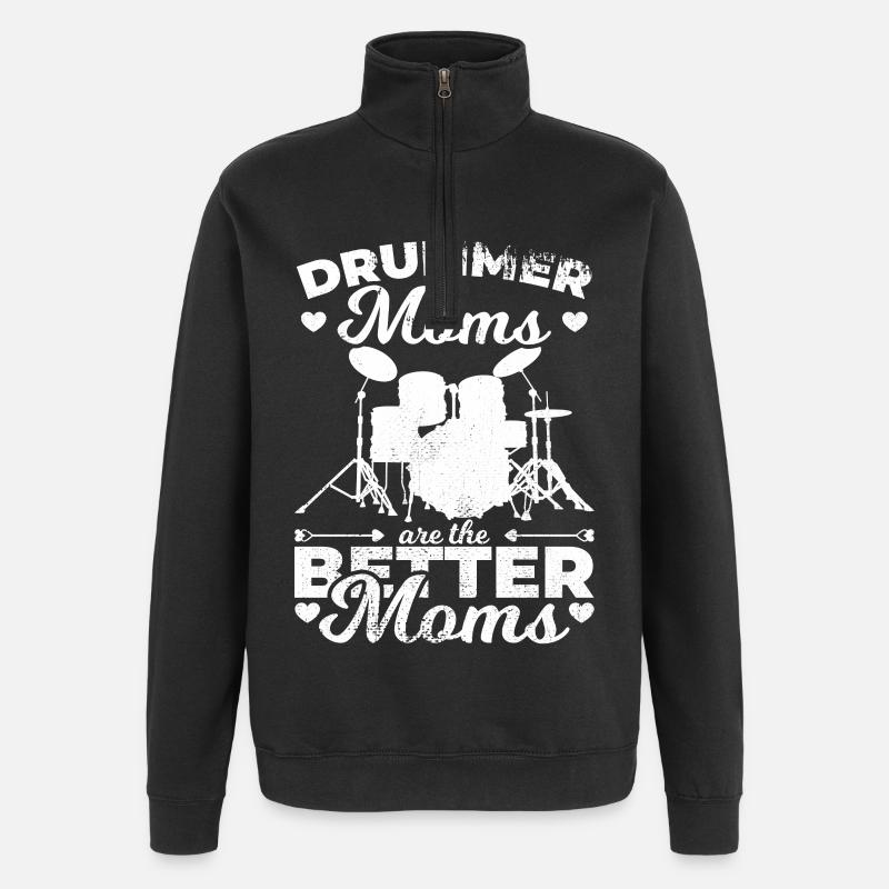 Batteur Mère - Sweat à zip 1/4 - noir