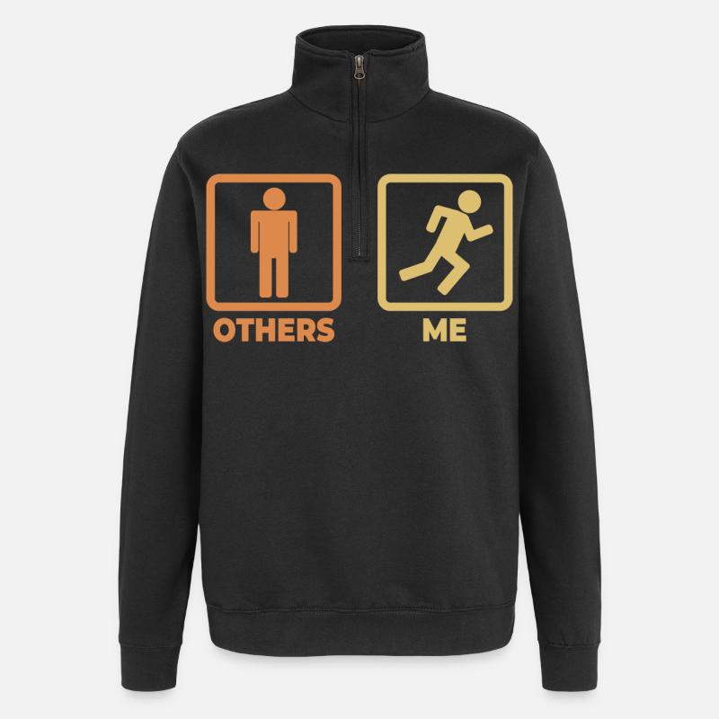 Runner stick figures - Quarter-Zip Sweatshirt - black