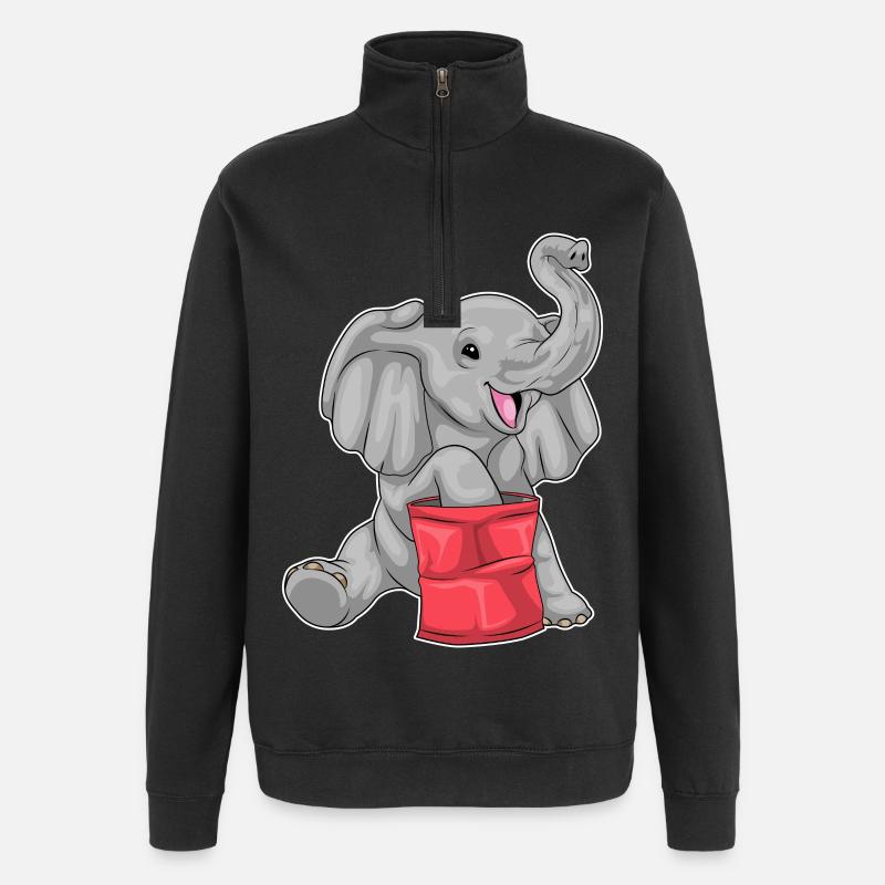 Elephant Chips - Quarter-Zip Sweatshirt - black