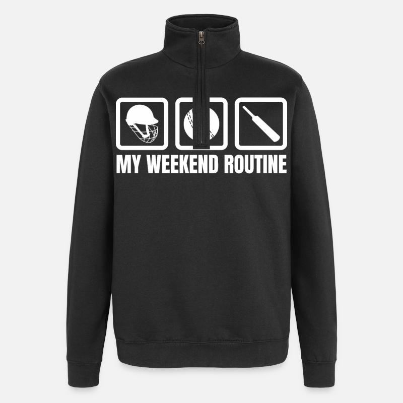 Week-end de cricket - Sweat à zip 1/4 - noir