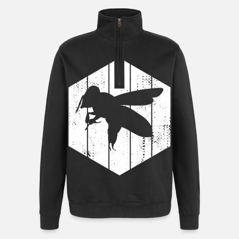 Biene Zeichnung - Quarter-Zip-Sweatshirt - Schwarz