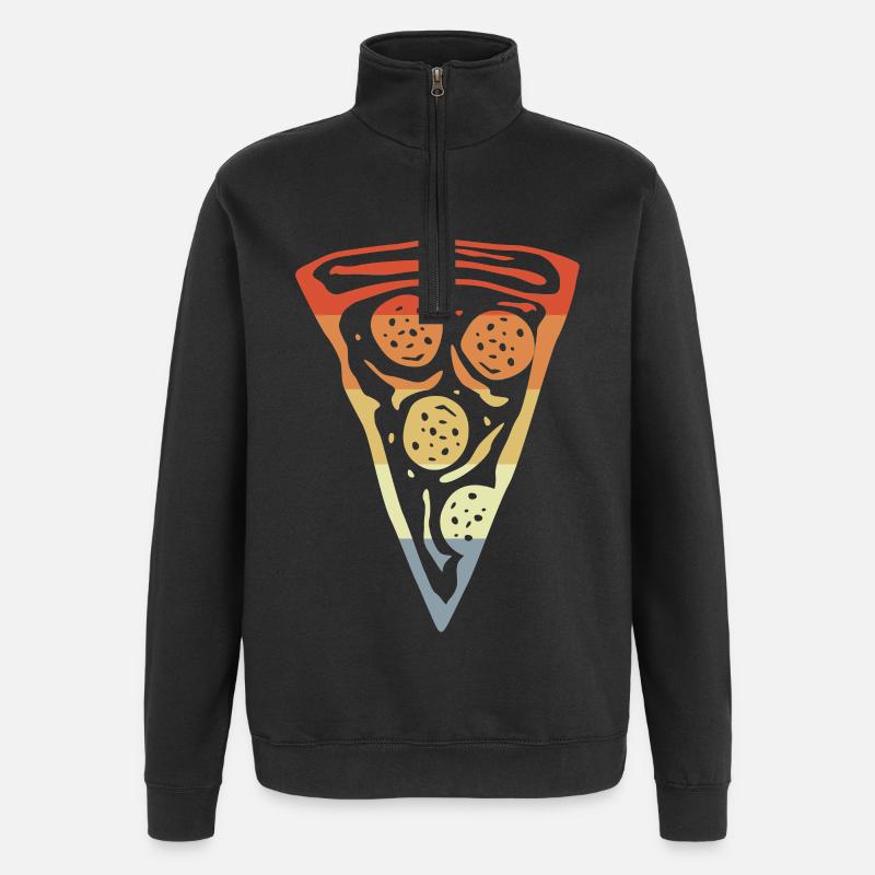 Tranche de pizza rétro - Sweat à zip 1/4 - noir