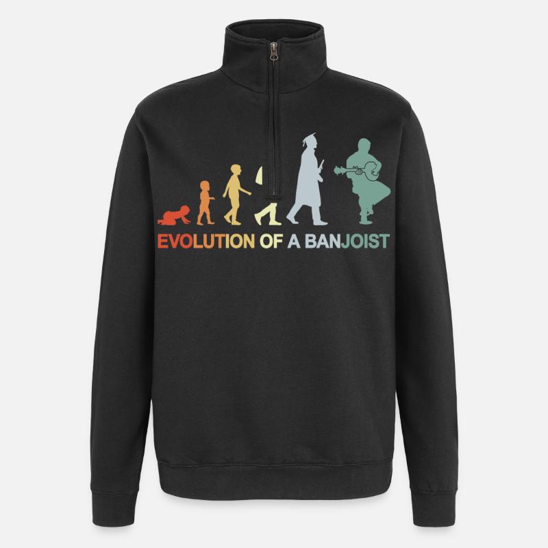 Banjospieler Evolution - Quarter-Zip-Sweatshirt - Schwarz