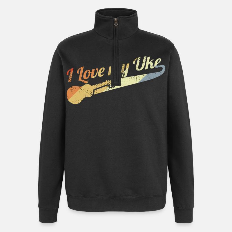 J’aime mon uke - Sweat à zip 1/4 - noir