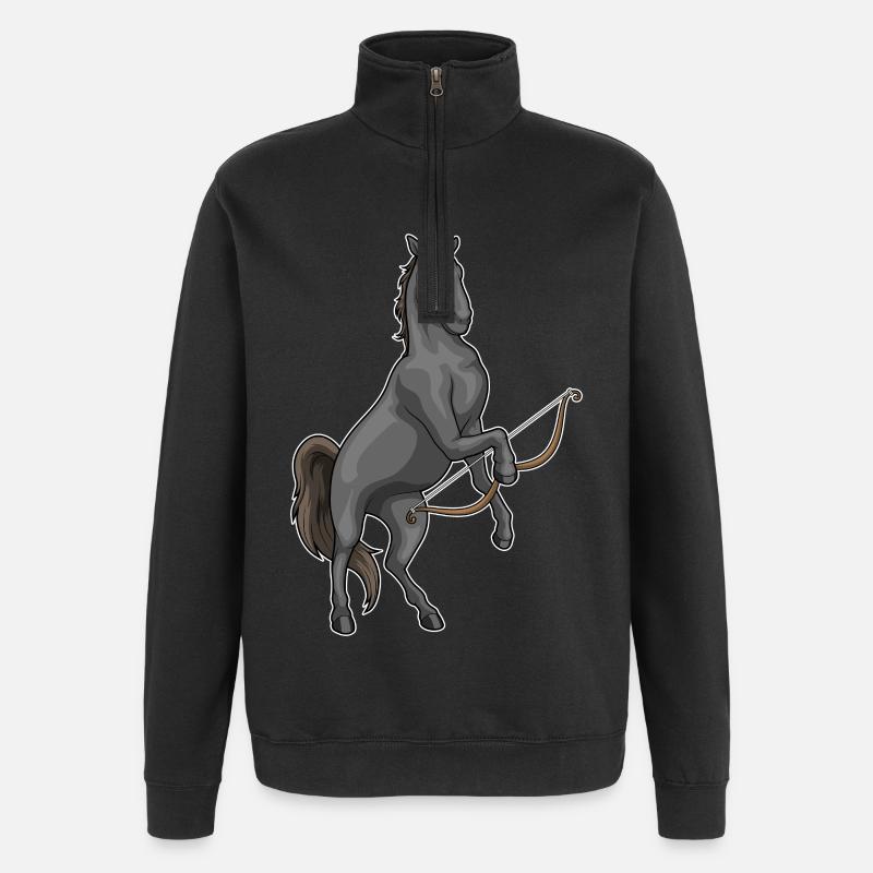 Pferd Bogenschütze Bogen - Quarter-Zip-Sweatshirt - Schwarz