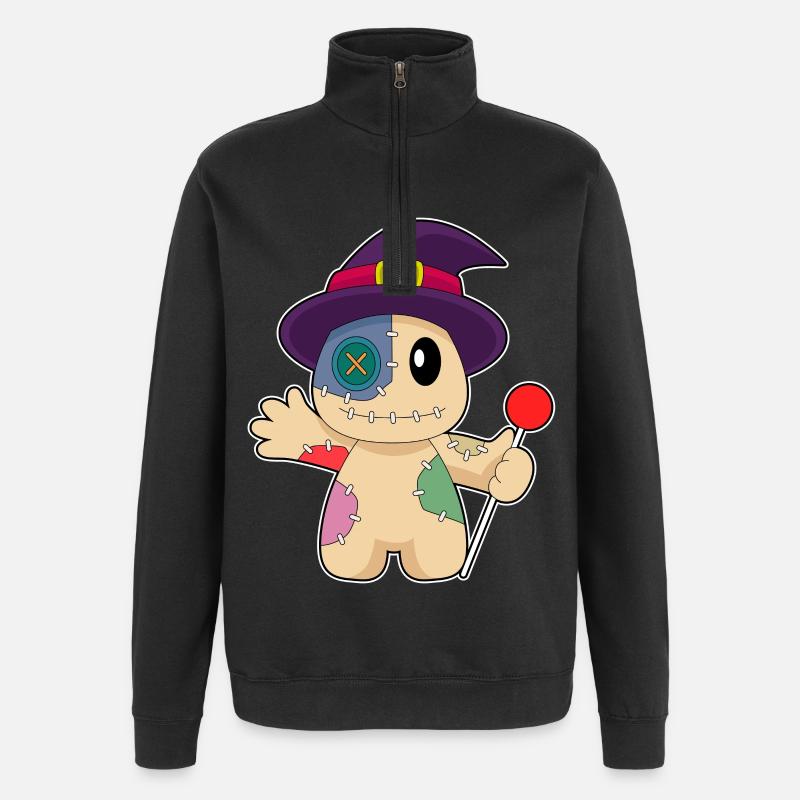 Poupée vaudou Halloween - Sweat à zip 1/4 - noir