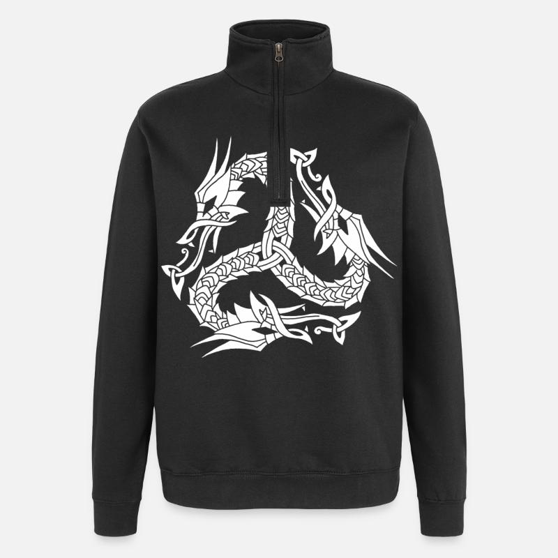 Keltische Weiße Hydra - Quarter-Zip-Sweatshirt - Schwarz