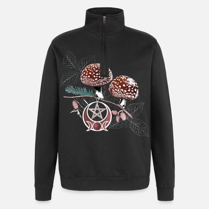 Toadstool Wicca Symbol Natural Magic Autumn - Quarter-Zip Sweatshirt - black