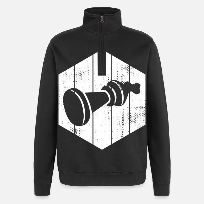 Dessin de pièces d’échecs - Sweat à zip 1/4 - noir