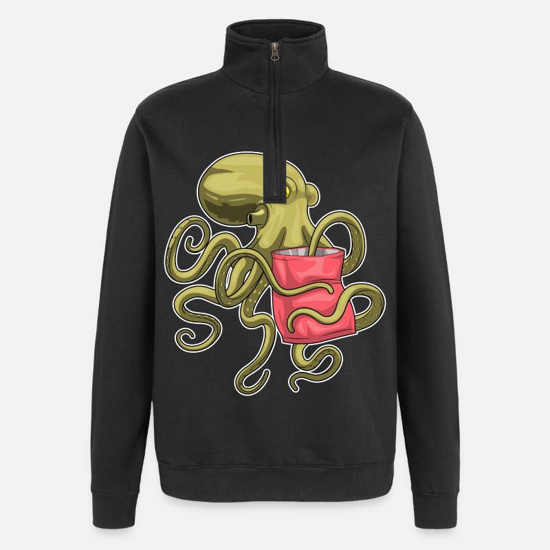 Sac de chips Octopus - Sweat à zip 1/4 - noir