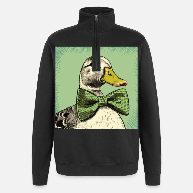 Canard avec nœud papillon - Sweat à zip 1/4 - noir