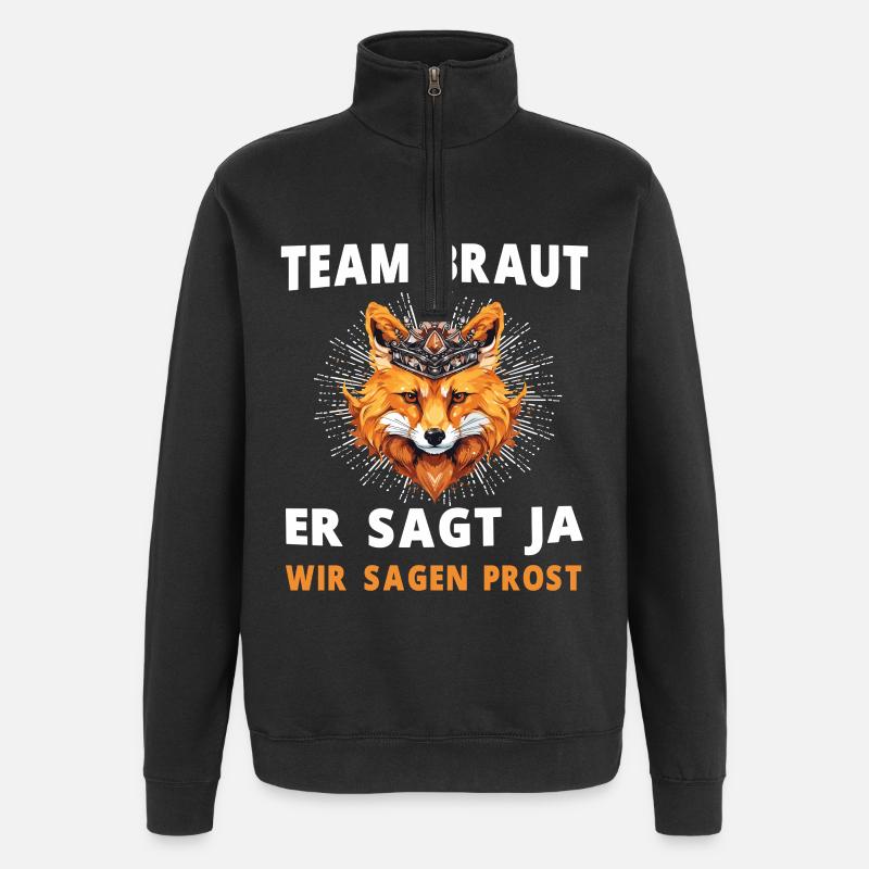 Hochzeit Junggesellenabschied Fuchs Bräutigam - Quarter-Zip-Sweatshirt - Schwarz