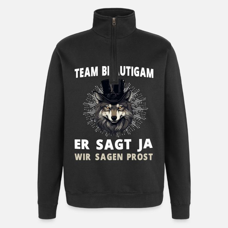 Wolf Junggesellenabschied Bräutigam Hochzeit - Quarter-Zip-Sweatshirt - Schwarz