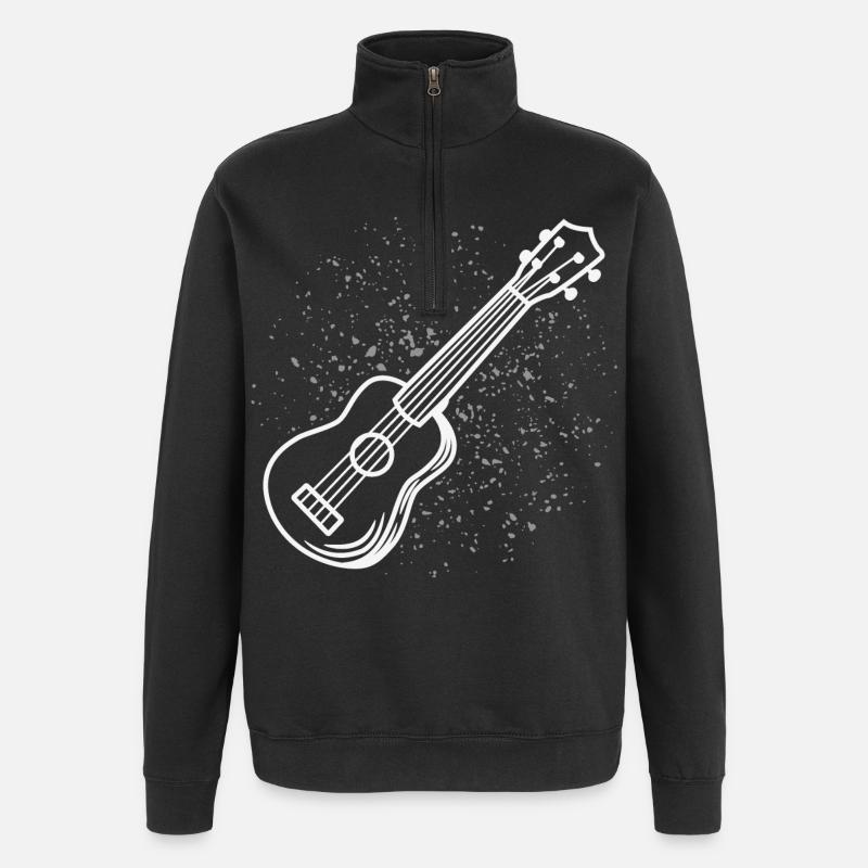 Ukulele Skizze - Quarter-Zip-Sweatshirt - Schwarz