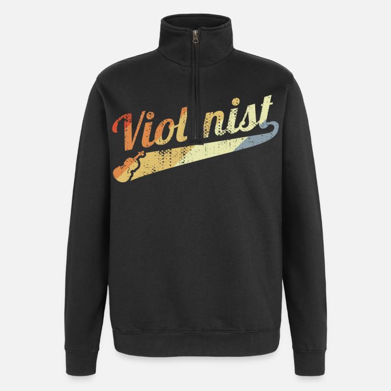 Joueur de violon rétro - Sweat à zip 1/4 - noir
