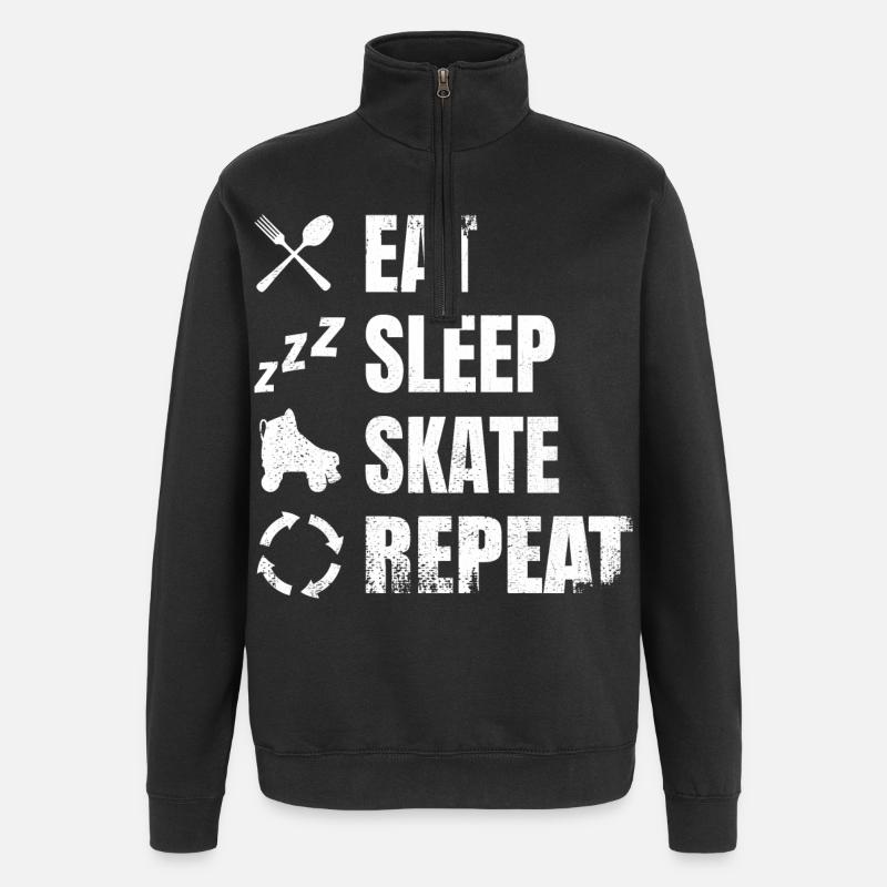 Essen Schlafen Roller Skating - Quarter-Zip-Sweatshirt - Schwarz