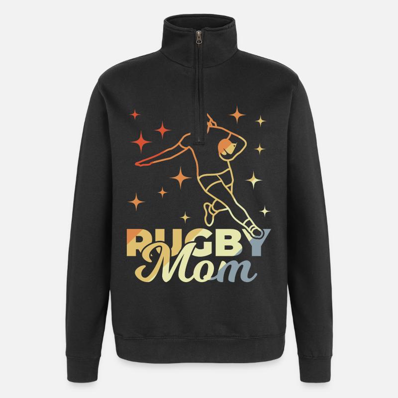 Rugby Mom - Quarter-Zip Sweatshirt - black