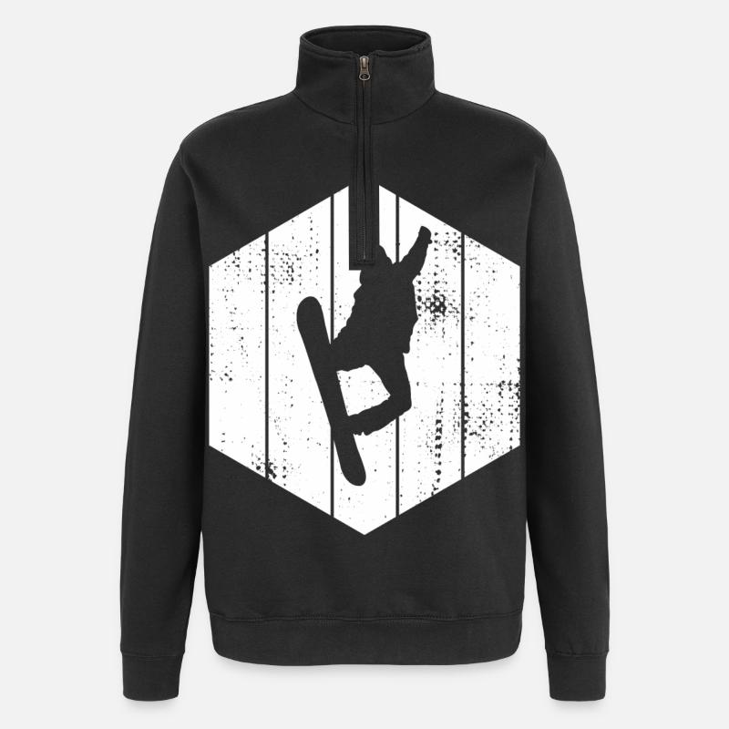 Dessin de snowboarder - Sweat à zip 1/4 - noir
