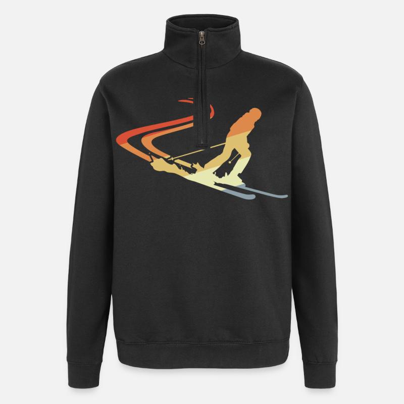 Funny Skier Drawing - Quarter-Zip Sweatshirt - black