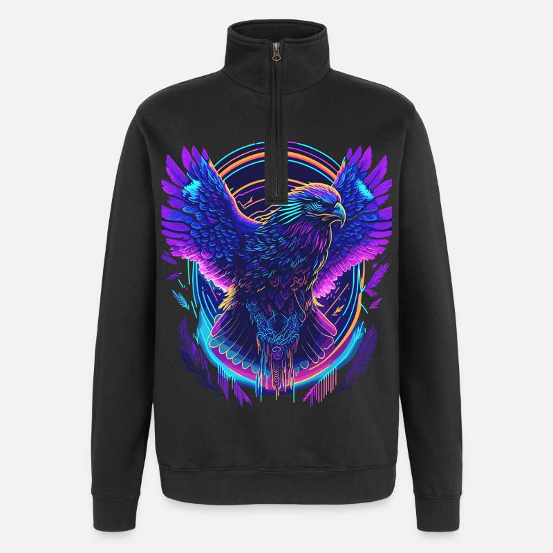 Fliegender Adler Synthwave - Quarter-Zip-Sweatshirt - Schwarz