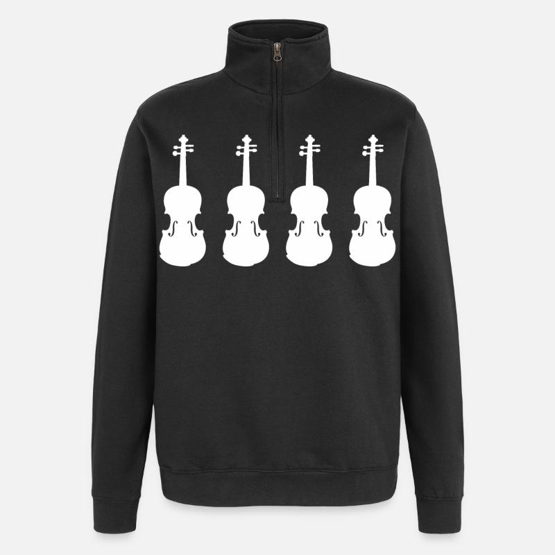 Modèles de violons rétro - Sweat à zip 1/4 - noir