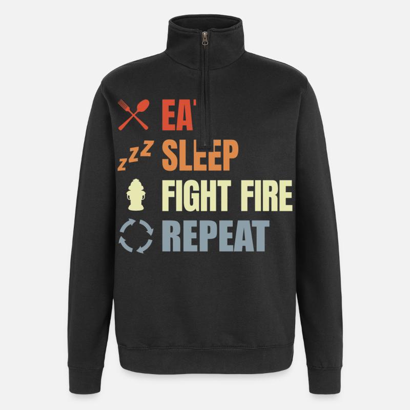 Eat Sleep Fight Fire Repeat - Quarter-Zip Sweatshirt - black