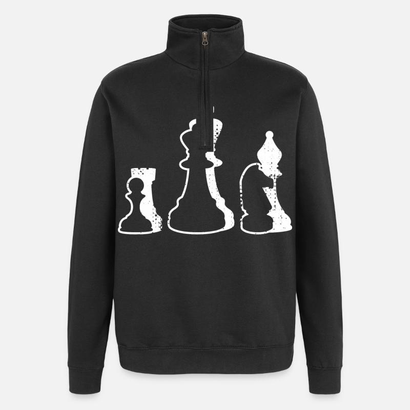 Schachfiguren - Quarter-Zip-Sweatshirt - Schwarz