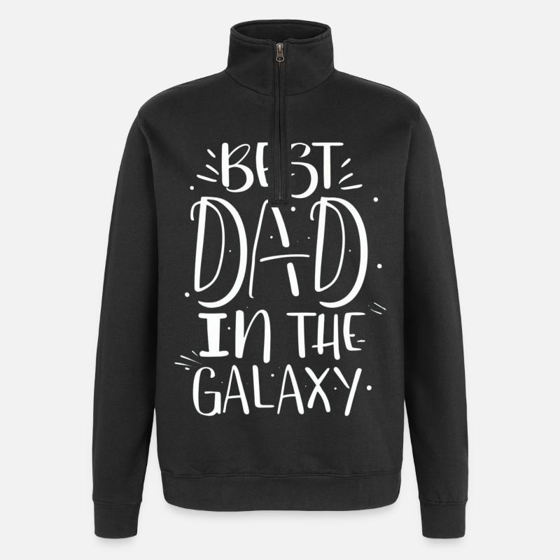 Meilleur papa de la galaxie - Sweat à zip 1/4 - noir