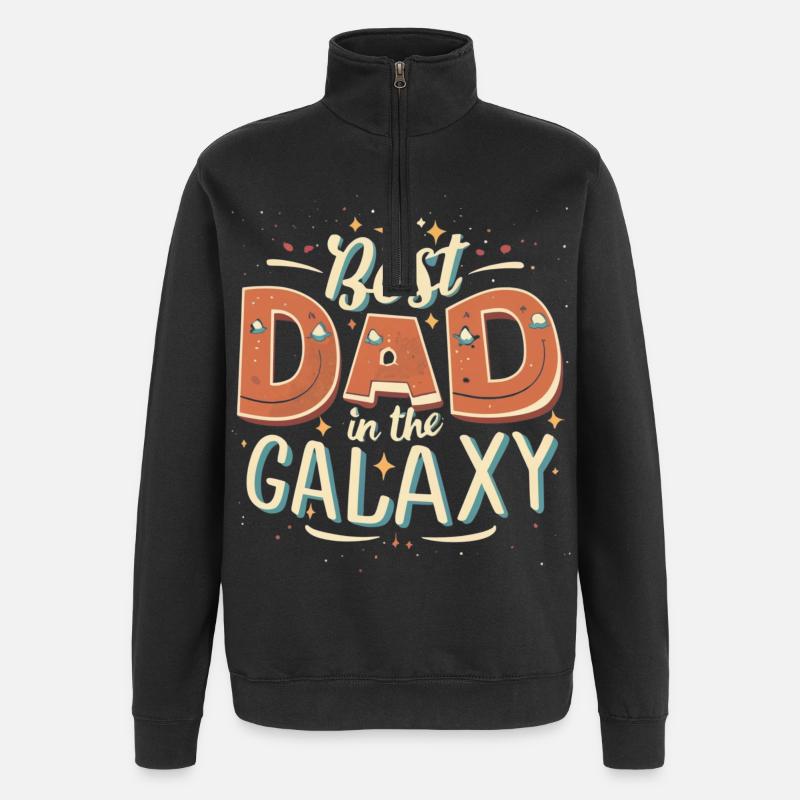 Meilleur papa de la galaxie - Sweat à zip 1/4 - noir