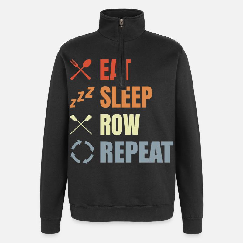 Manger, dormir, ramer, répéter - Sweat à zip 1/4 - noir