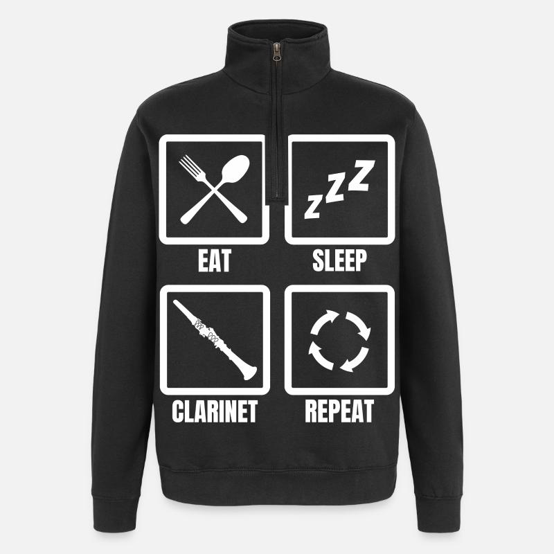 Eat Sleep Clarinette Repeat - Sweat à zip 1/4 - noir