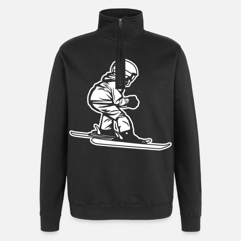 Lustiger kleiner Skifahrer - Quarter-Zip-Sweatshirt - Schwarz