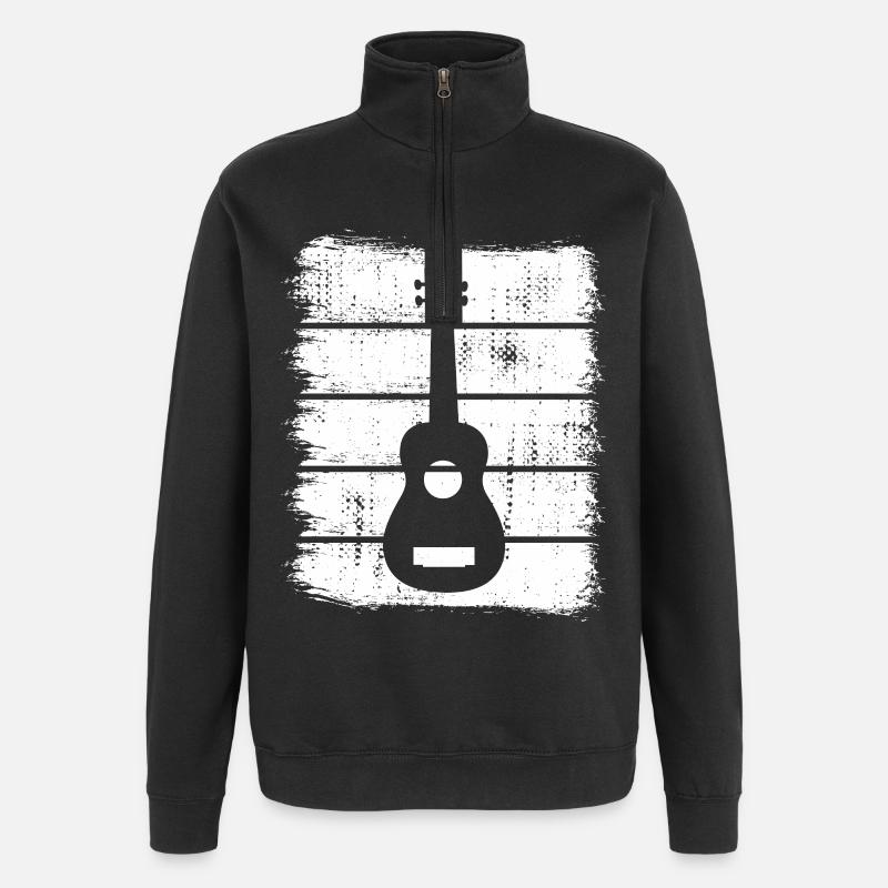 Dessin de ukulélé - Sweat à zip 1/4 - noir